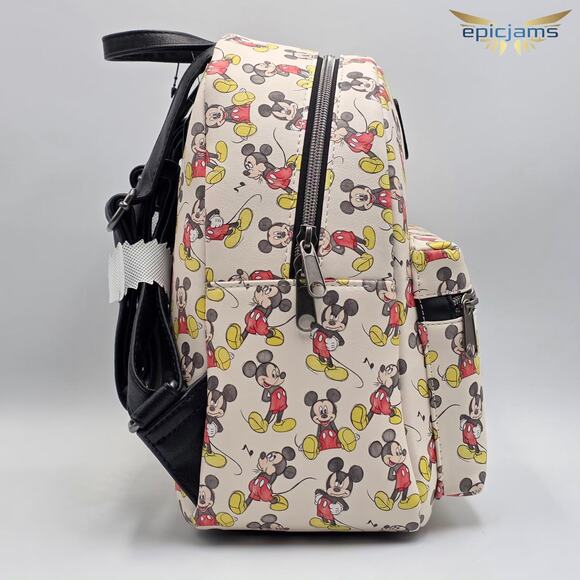 Loungefly Disney Mickey Mouse Poses AOP White Mini Backpack Bag New - Picture 4 of 5